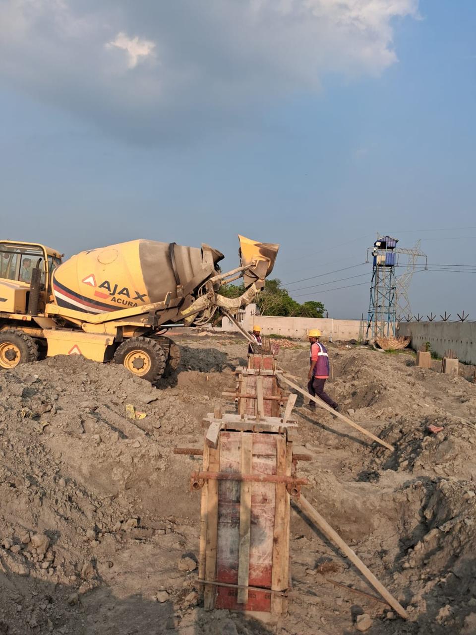 Ajax concrete mixer at site